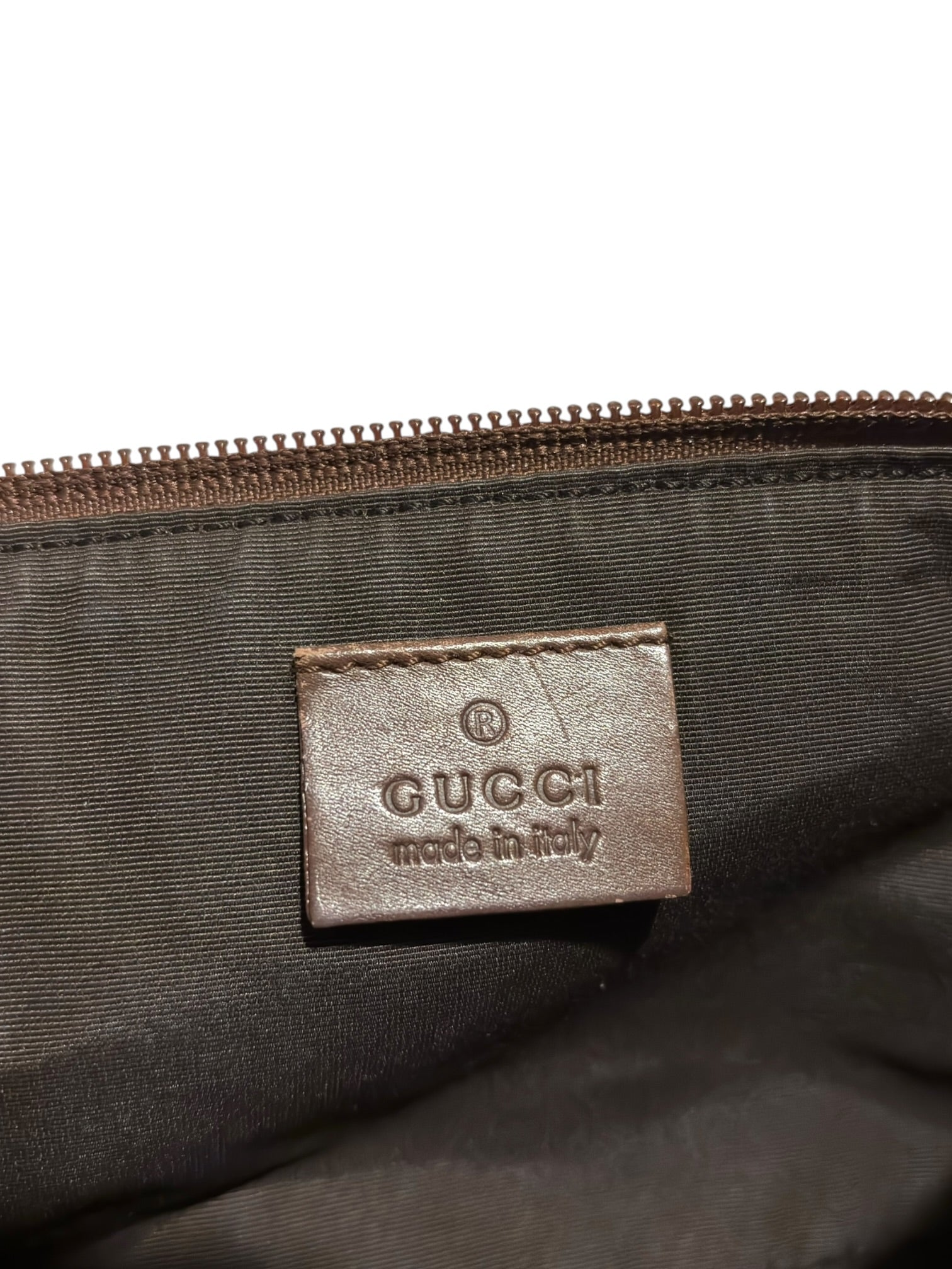 Gucci Brown / Beige Signature Canvas & Leather
Pochette Boat Vintage Shoulder Bag