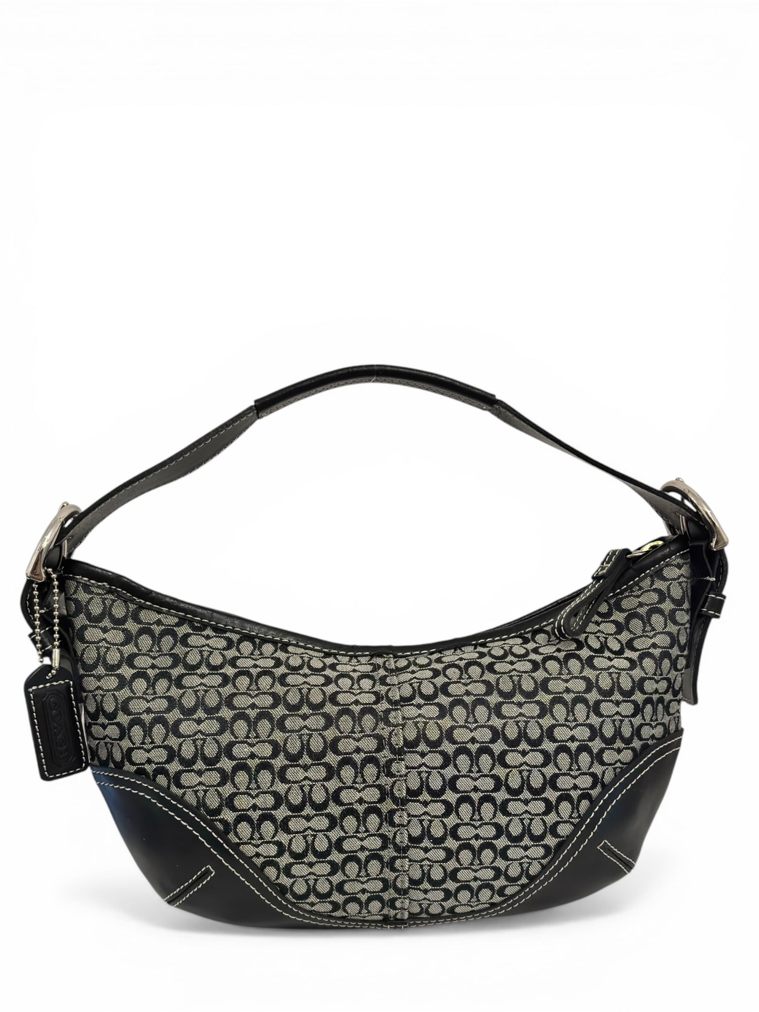 Coach Soho Black & Grey Signature Canvas & Leather Vintage Shoulder Bag