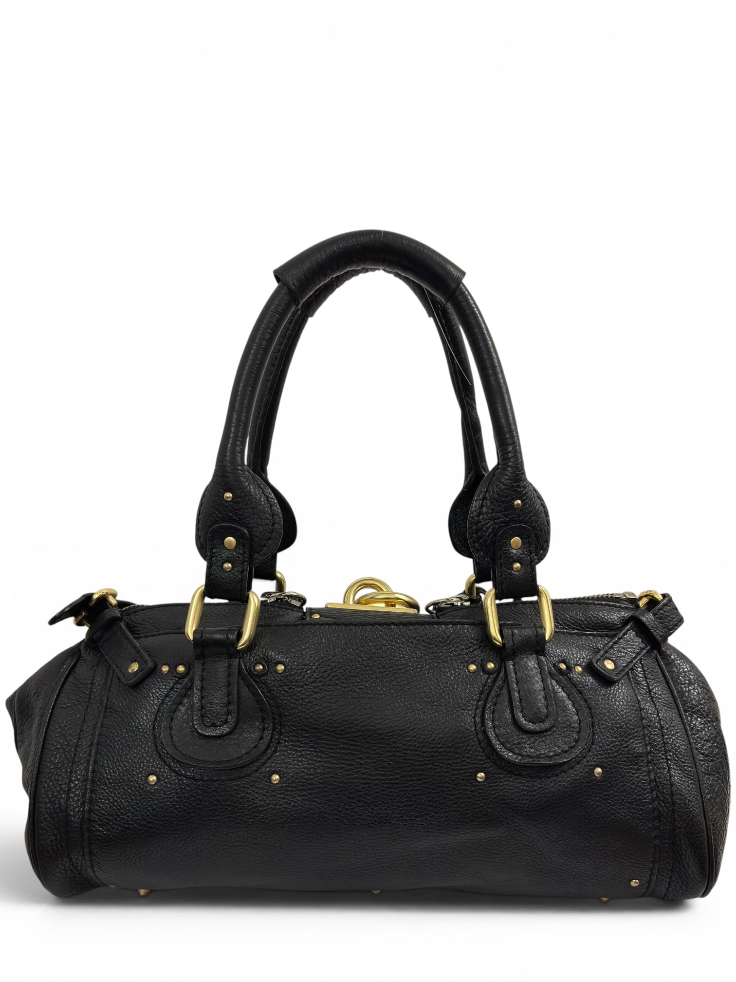 Chloe Paddington Large Black Leather Padlock & Key Rare Vintage Boston Shoulder Bag