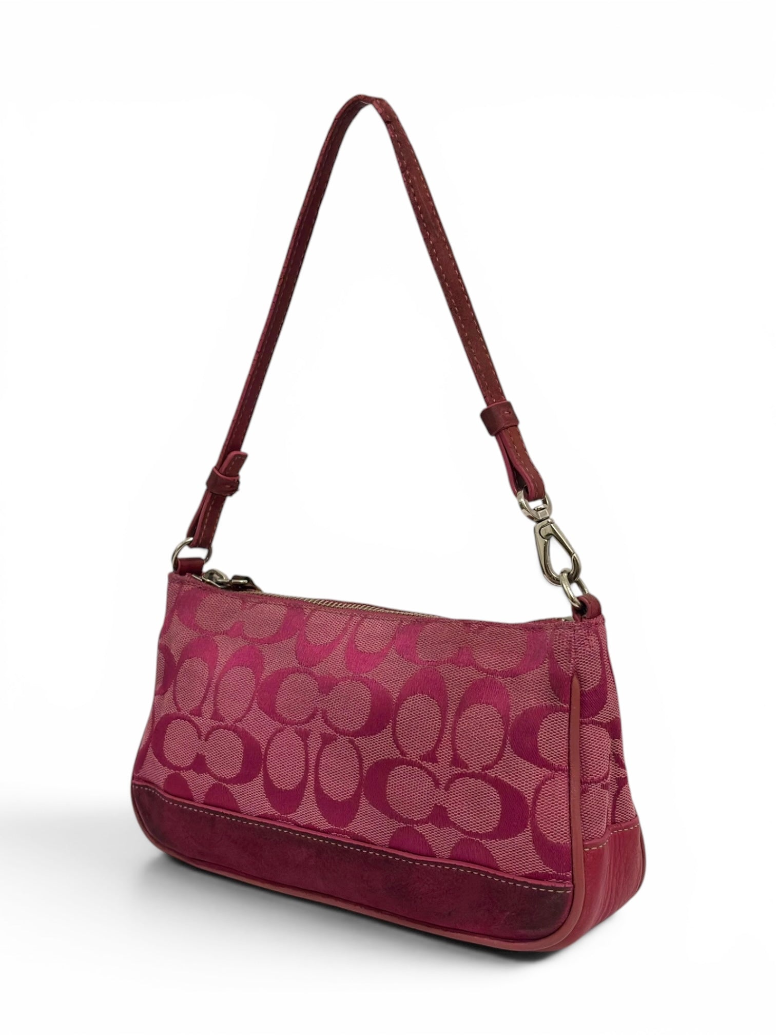 Coach Demi Pink (Berry) Mini Canvas / Suede &
Leather Rare Colourway Vintage 6094 Shoulder Bag