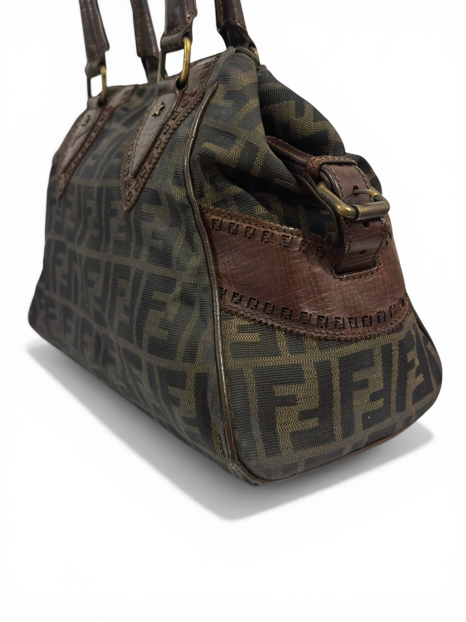 Fendi Brown Monogram Zucca Medium Du Jour
Etniko Canvas & Leather Tote Shoulder Bag