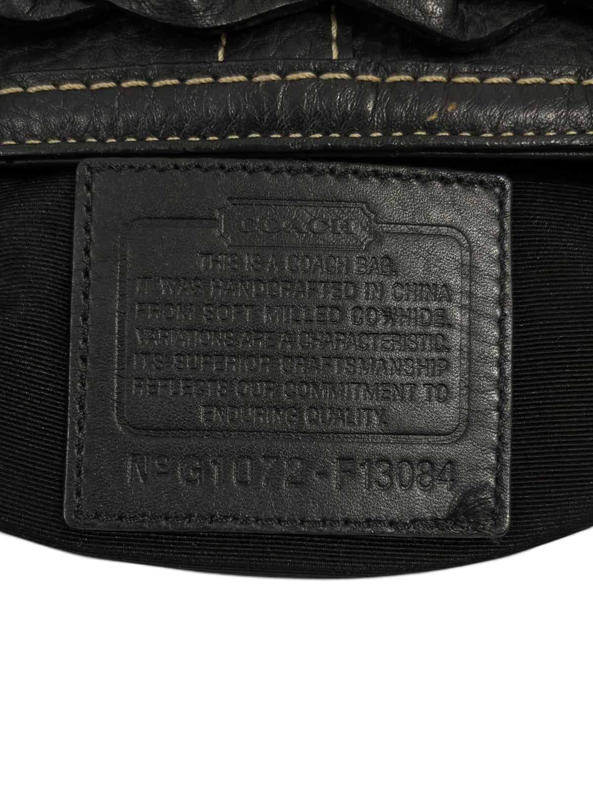 Vintage Coach Hamptons Bag F13084 Black Pebbled Leather Braided Tote