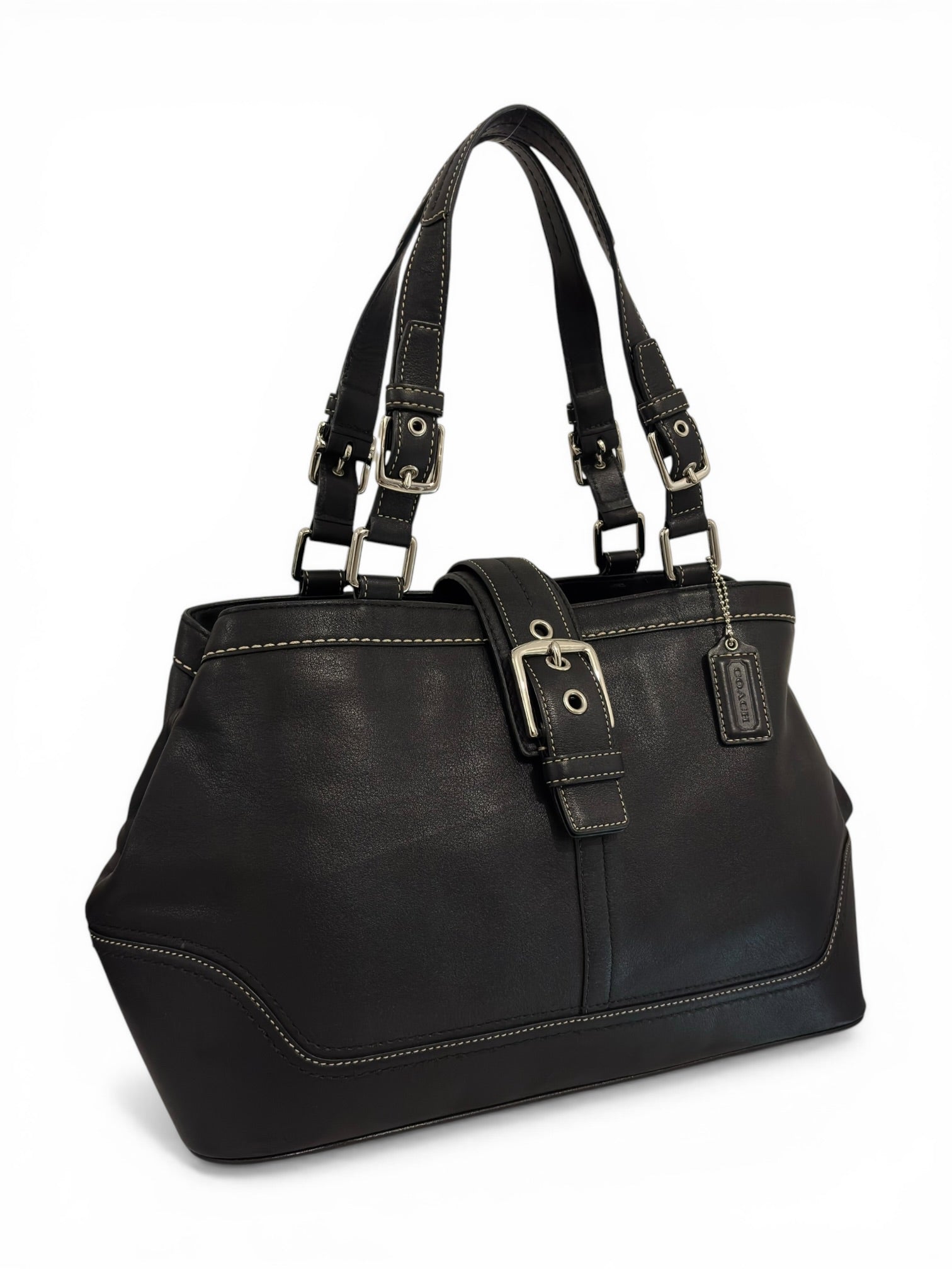 Coach Black Soft Leather Hampton Soho Buckle
Tote Shoulder Bag