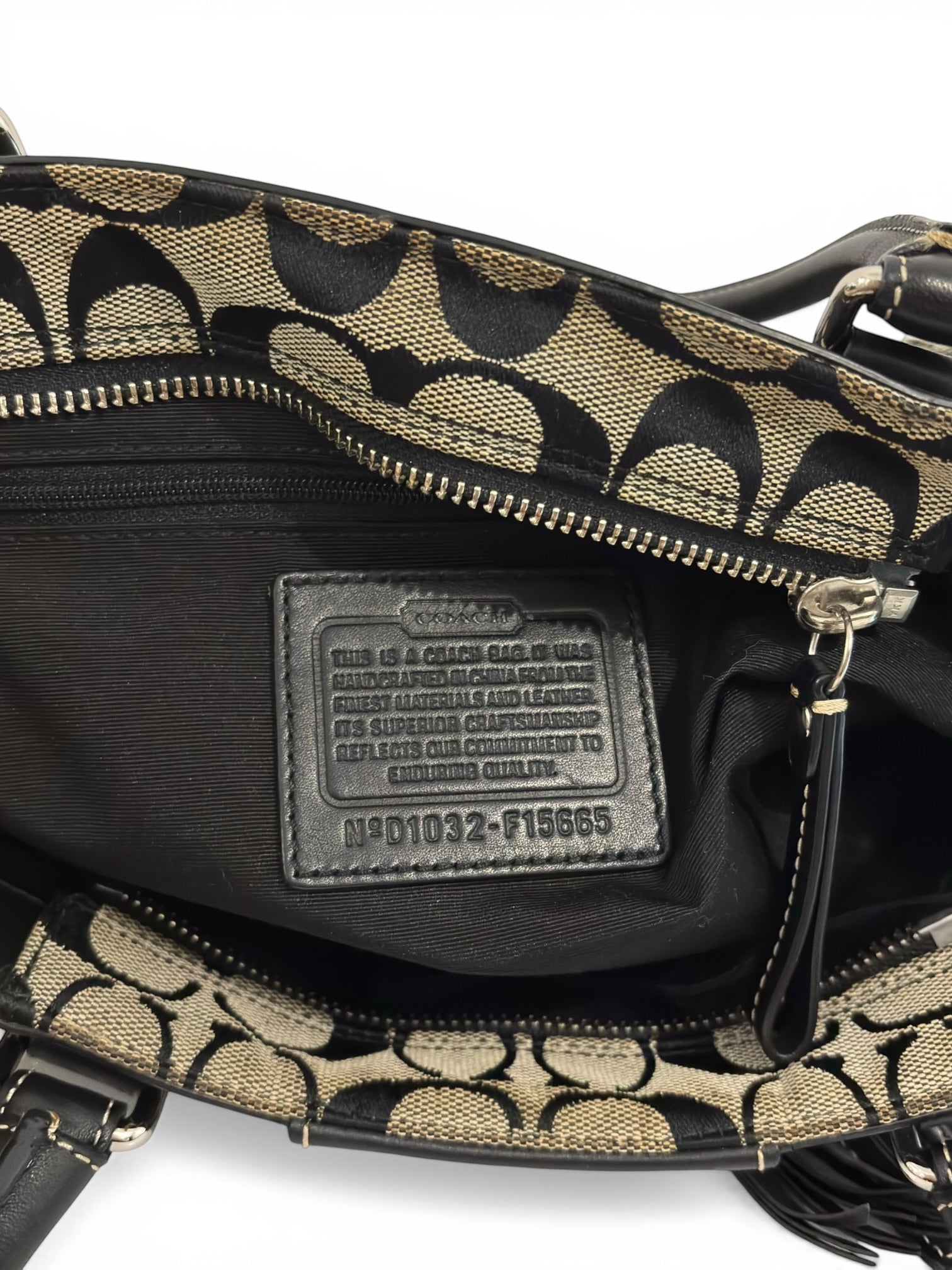 Coach Black & Grey Hampton Clip Braided Vintage Canvas & Leather Tote Shoulder Bag