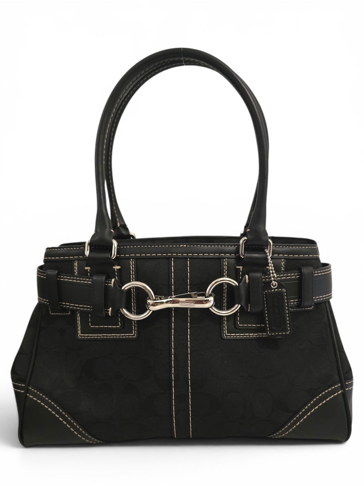 Vintage Coach Bag Hamptons Black Tassel Belted Shoulder Tote F10245
