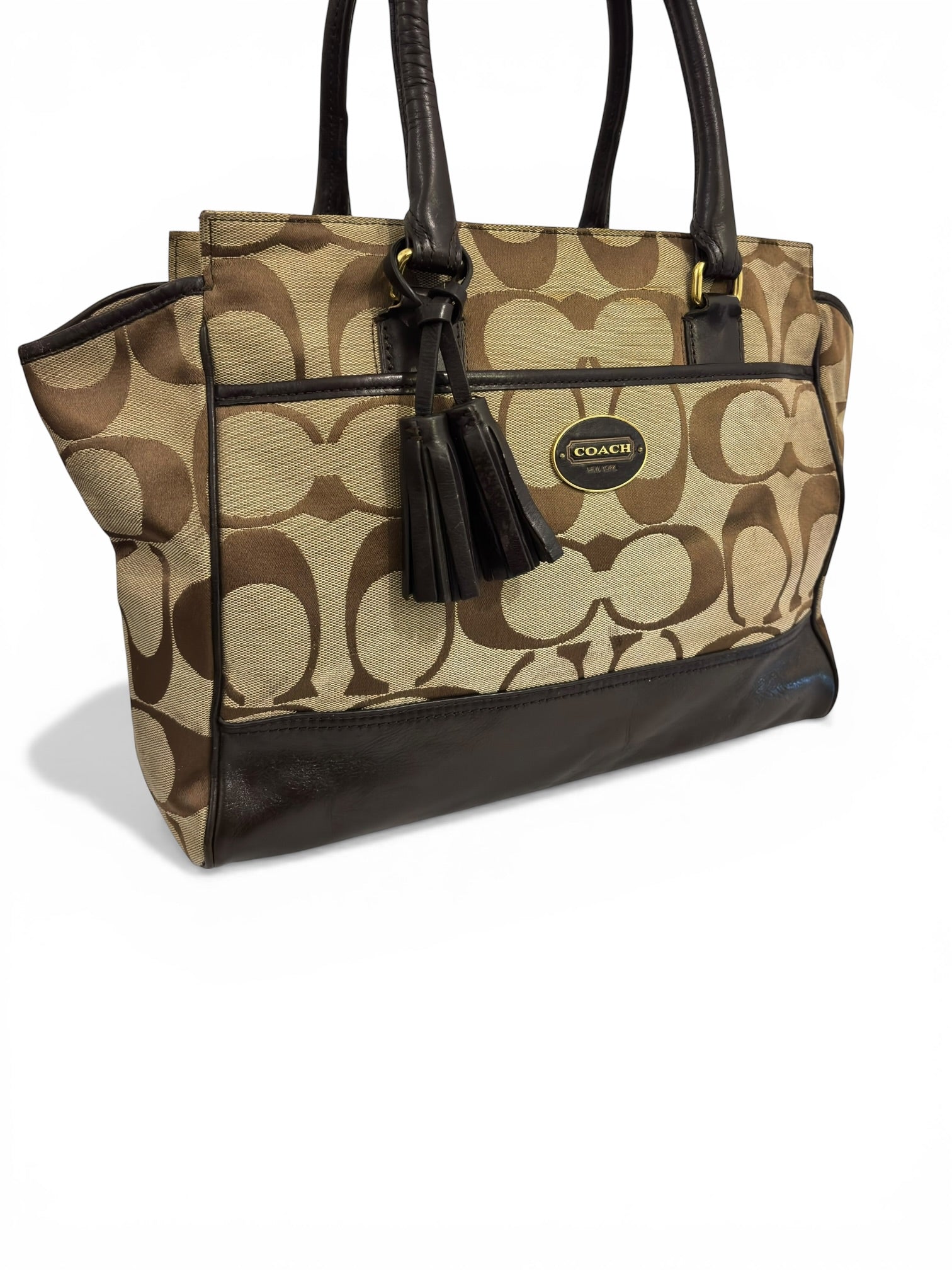 Coach Brown Beige Candace Legacy Signature Canvas & Leather Vintage Shoulder Bag