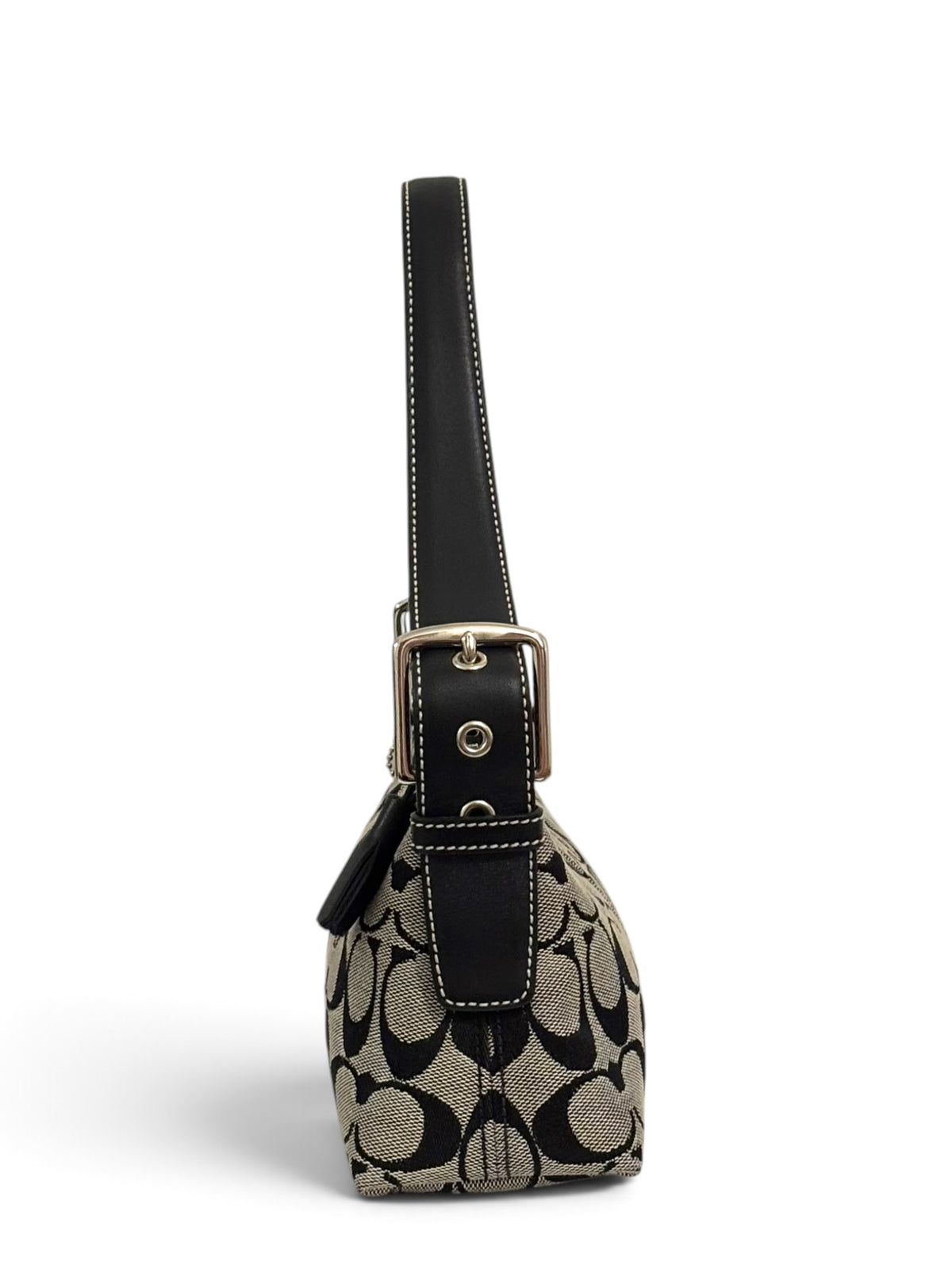 Vintage Coach Baguette Bag 6371 East West In Signature Black & Grey