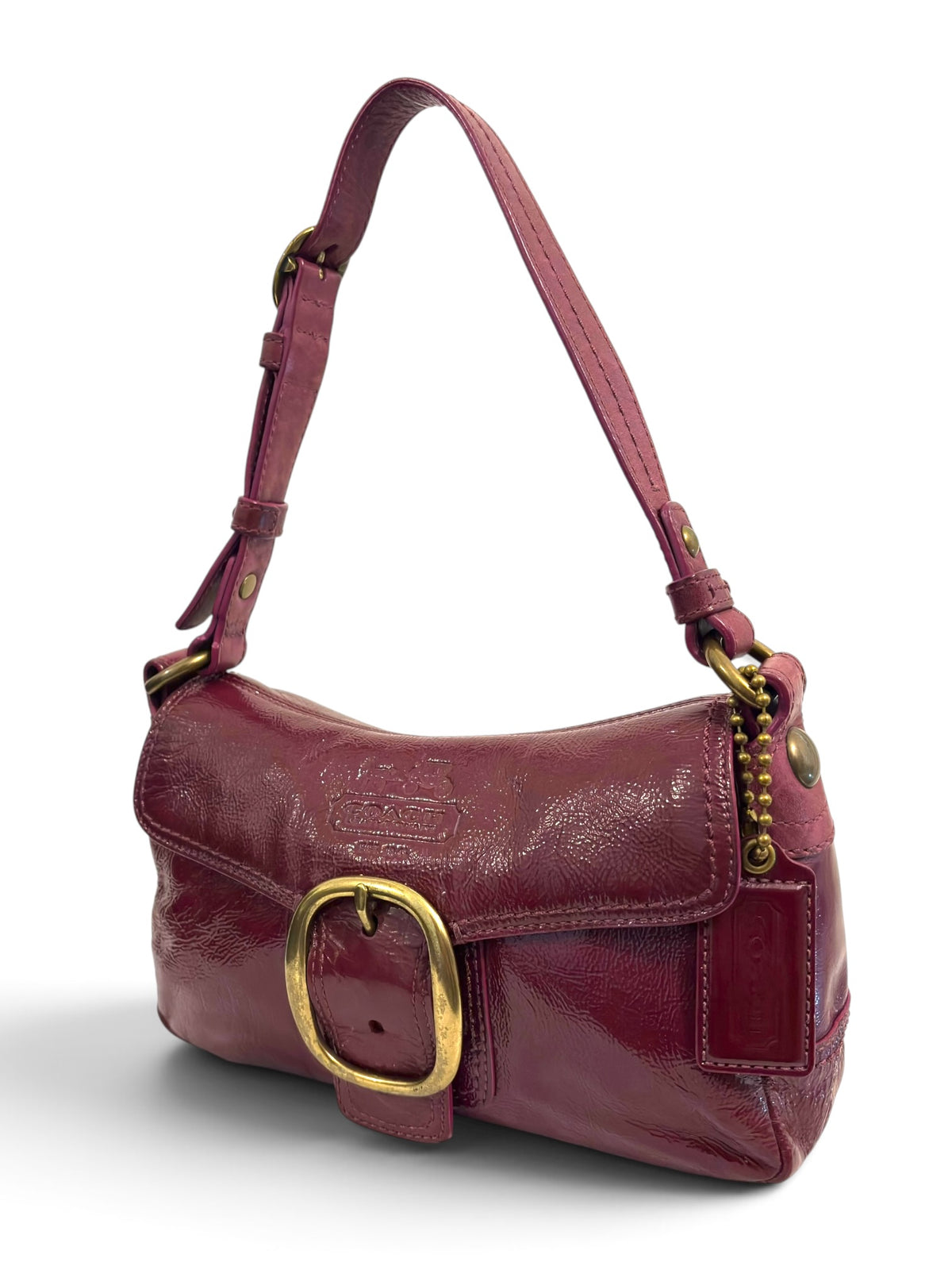 Vintage Coach Soho Bag Bleecker 12372 In Patent Leather Burgundy