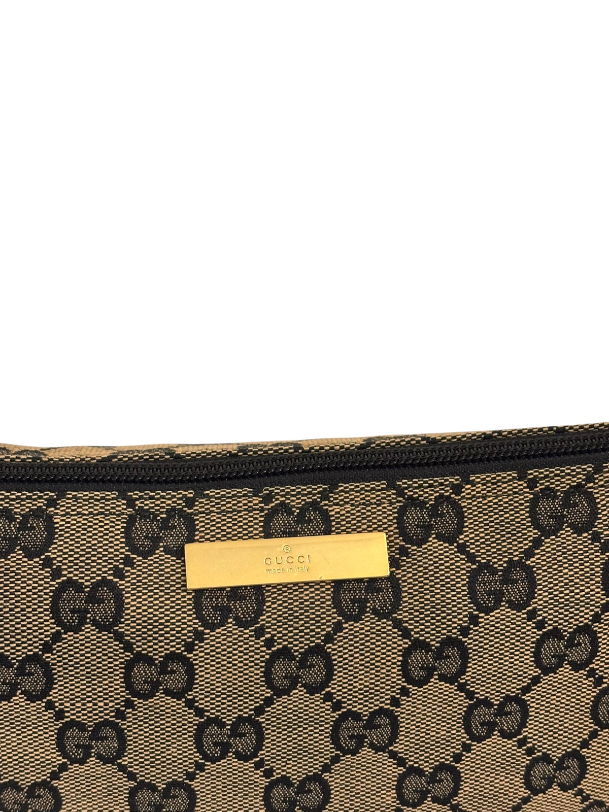 Gucci Boat Bag Vintage Brown & Beige Monogram GG Pochette 039 1103