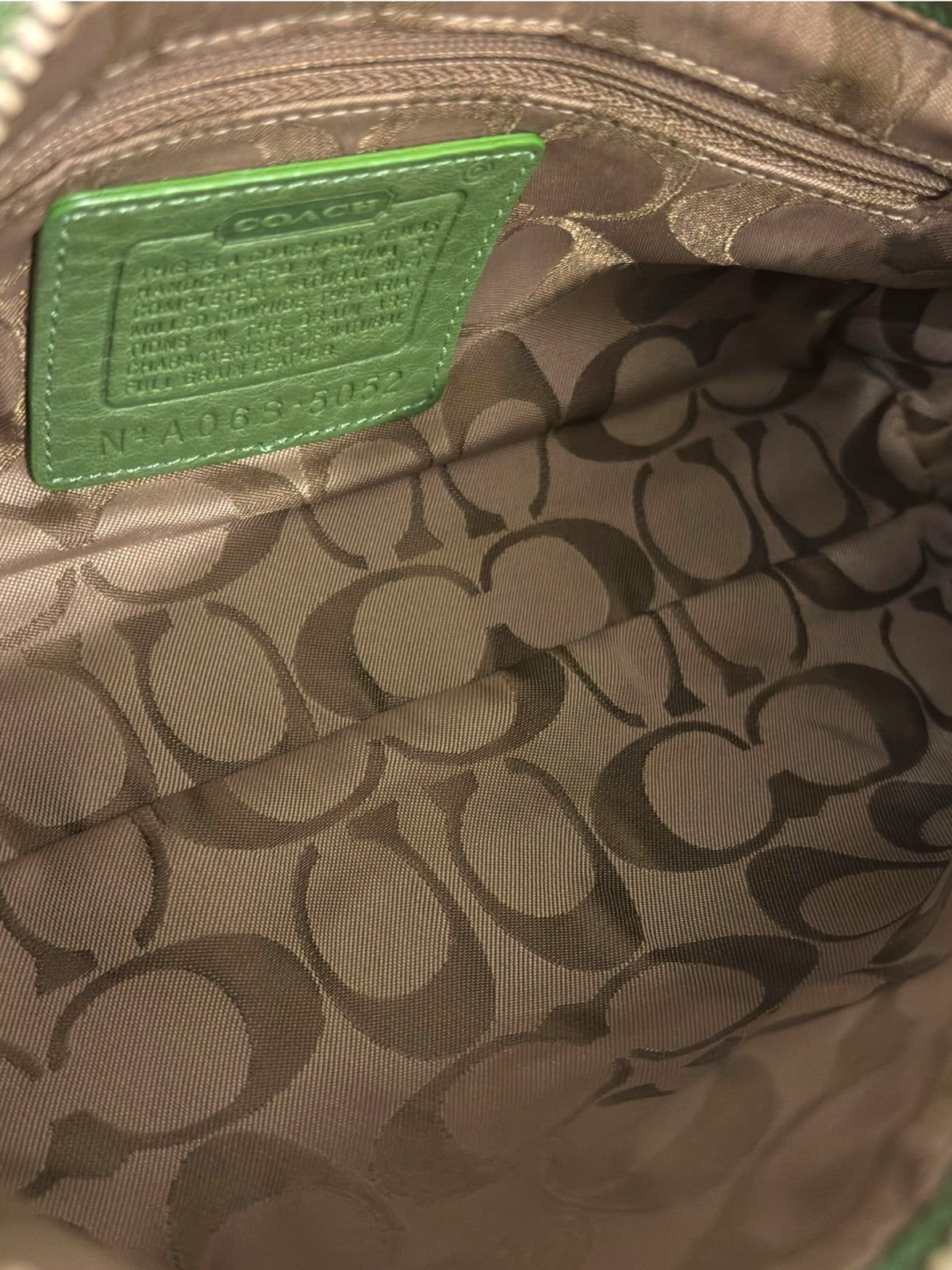 Vintage Coach Demi Baguette Bag 5052 In Rare Green Pebbled Leather
