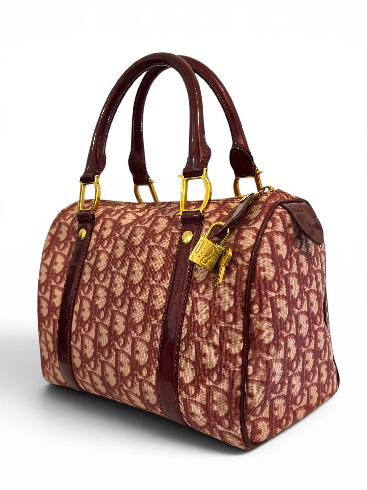 Christian Dior Rare Red / Burgundy Diorissimo
Trotter Lock & Key Vintage Boston Shoulder Bag
