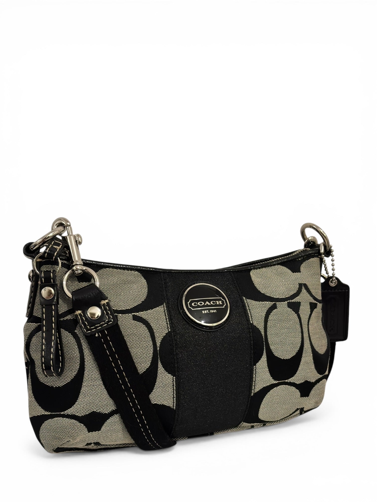 Coach Demi Black & Grey Canvas & Patent Leather
Crossbody / Shoulder Bag