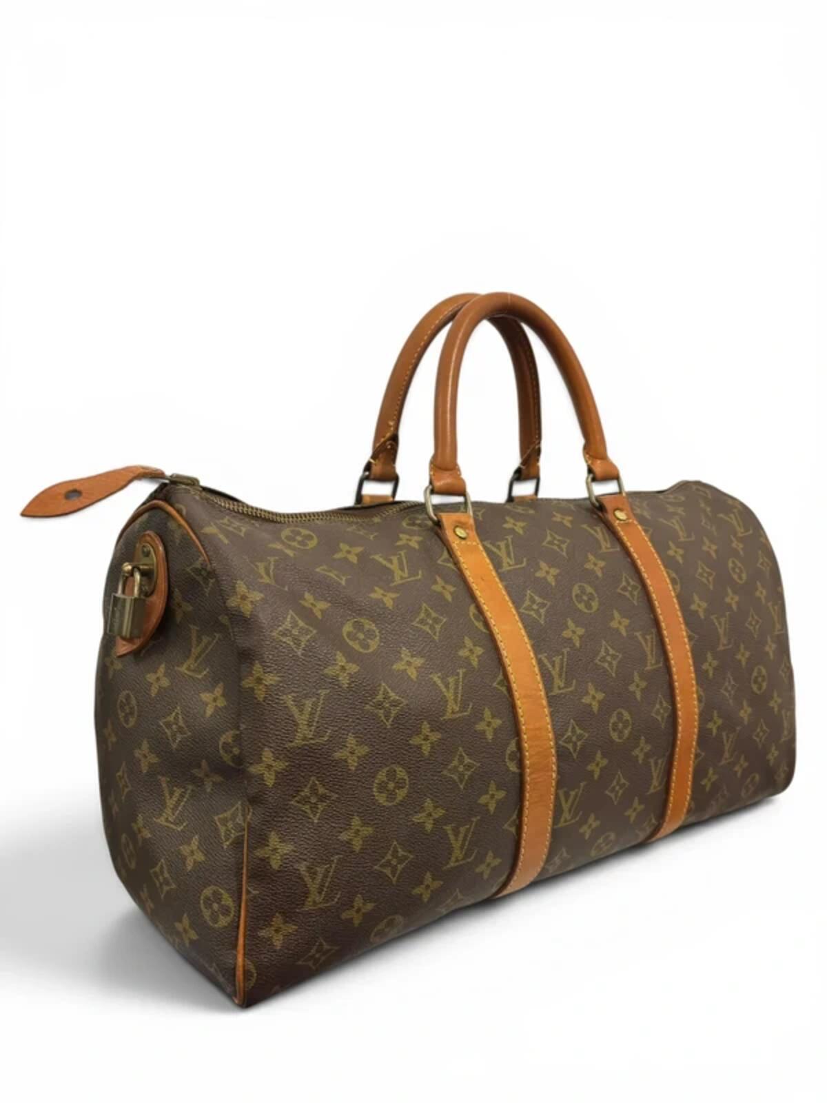 Louis Vuitton Keepall 45 Vintage Brown Monogram Eclair Zip Travel Boston Bag