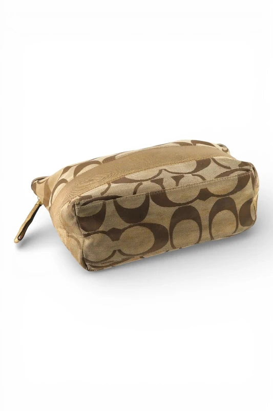 Coach Brown & Gold Metallic Signature Stripe Tote Shoulder Bag