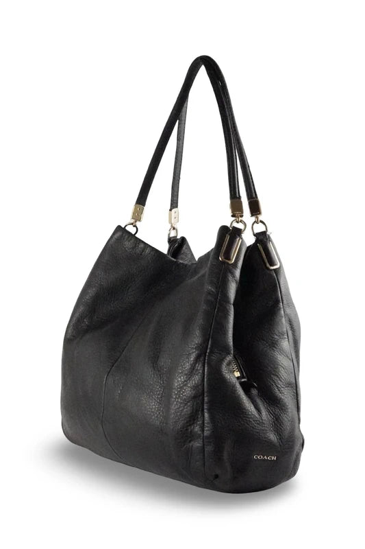 Coach Black Pebbled Leather Edie 3 Section Interior Shoulder Bag