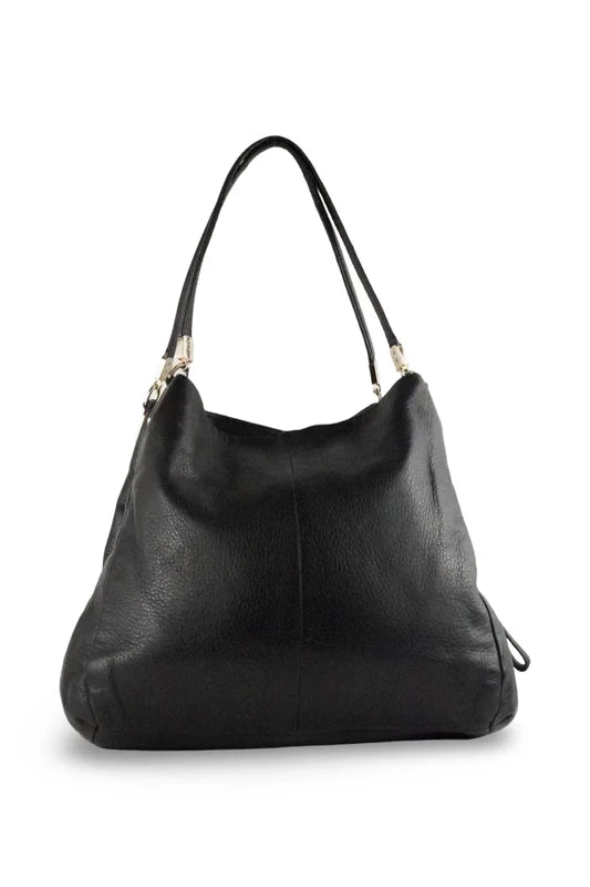 Coach Black Pebbled Leather Edie 3 Section Interior Shoulder Bag