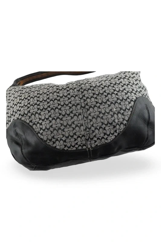 Coach Black & Grey Slouchy Ergo Hobo Signature Canvas & Leather Shoulder Bag