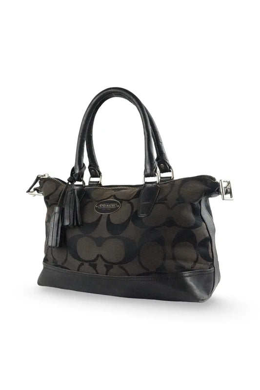 Coach Black & Brown Legacy Molly East West Signature Canvas & Leather Handbag