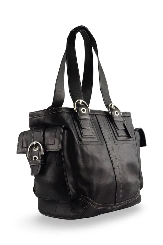 Coach XL Black Smooth Leather Soho Buckle Vintage Tote Shoulder Bag