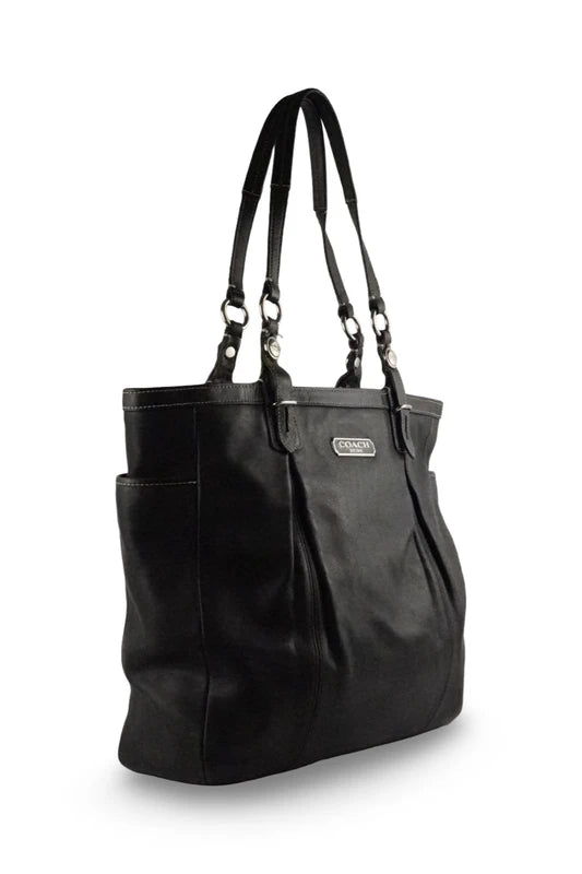 Coach Black Soft Leather East West Gallery Large Tote Shoulder Bag