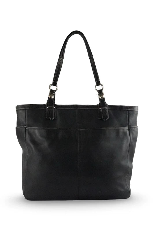 Coach Black Soft Leather East West Gallery Large Tote Shoulder Bag