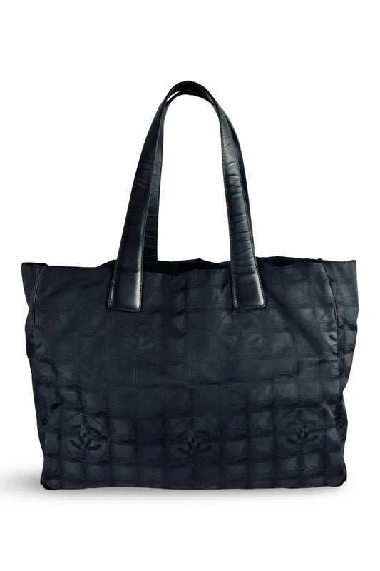 Chanel Black Travel Line Nylon Quilted Tote Bag
