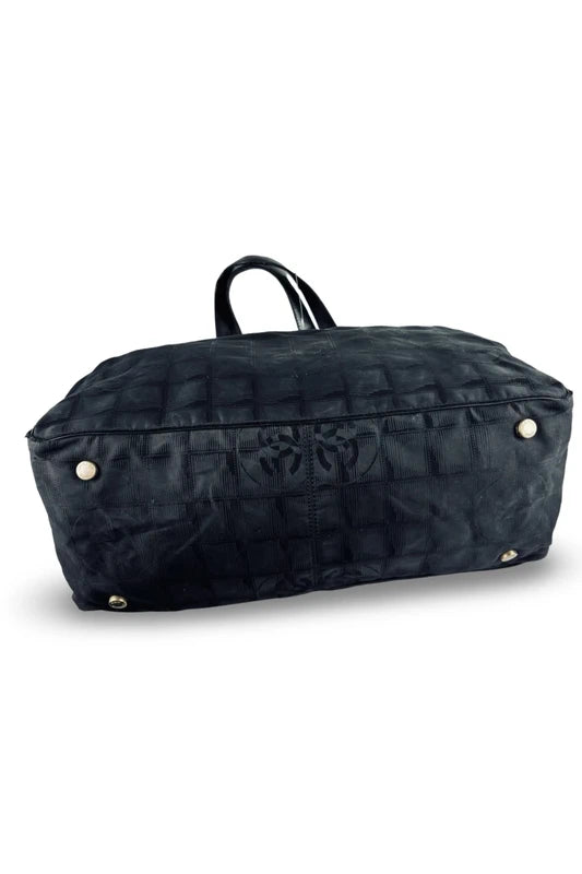 Chanel Black Travel Line Nylon Quilted Tote Bag