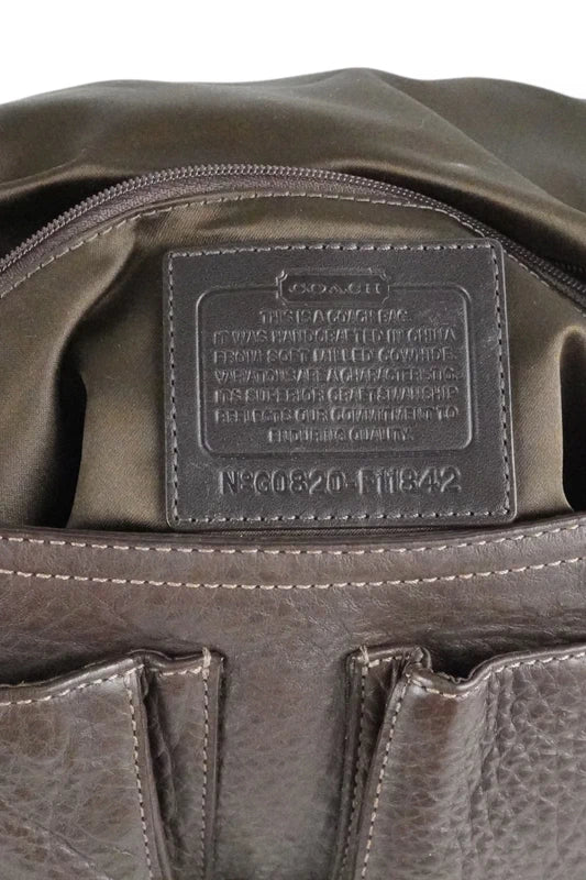 Coach Dark Brown Soho Gold Buckle Double Pocket Pebbled Leather Vintage Shoulder Bag