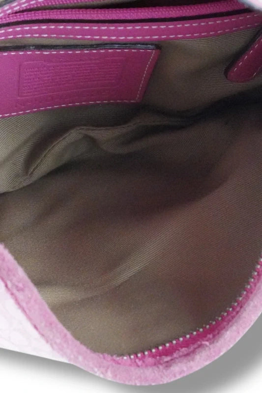 Coach Pink Signature Soho Canvas & Suede Hobo Shoulder Bag