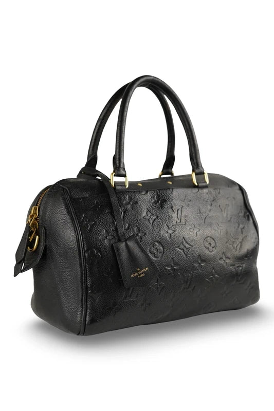 Louis Vuitton Speedy Bandouliere 25 Black Monogram Empreinte Leather Handbag