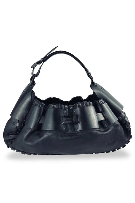 Burberry Black Rare Leather Prorsum Mason Warrior Hobo Shoulder Bag