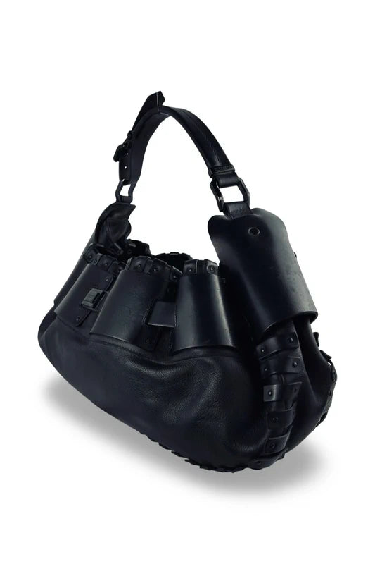 Burberry Black Rare Leather Prorsum Mason Warrior Hobo Shoulder Bag