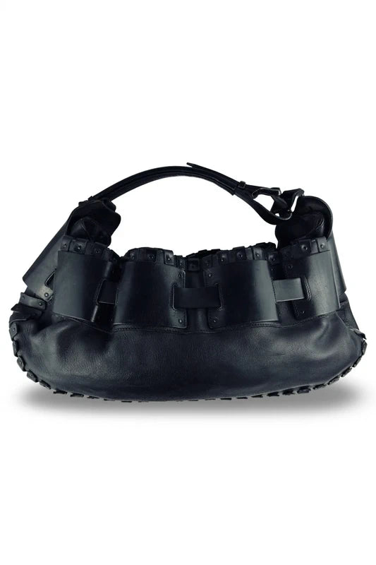 Burberry Black Rare Leather Prorsum Mason Warrior Hobo Shoulder Bag