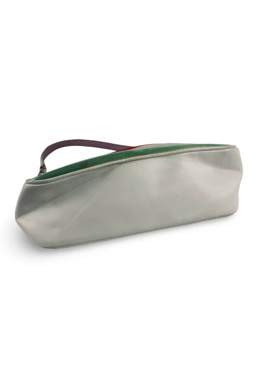 Coach Hampton Multicolour Striped Spring Satin & White Leather Mini Shoulder Bag