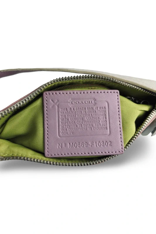 Coach Hampton Multicolour Striped Spring Satin & White Leather Mini Shoulder Bag