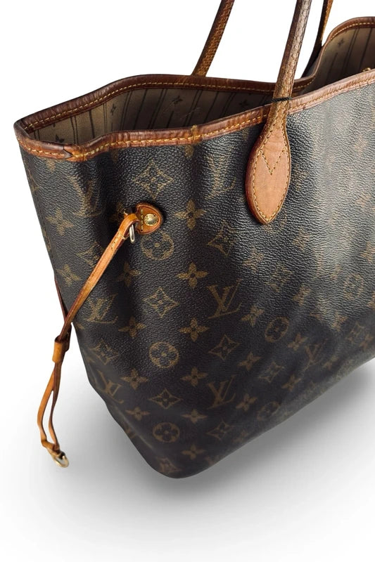 Louis Vuitton Brown Neverfull MM Signature Canvas & Leather Tote Shoulder Bag