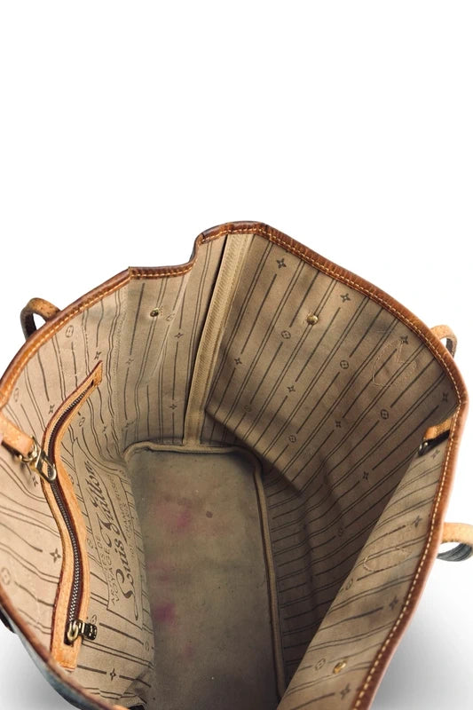 Louis Vuitton Brown Neverfull MM Signature Canvas & Leather Tote Shoulder Bag