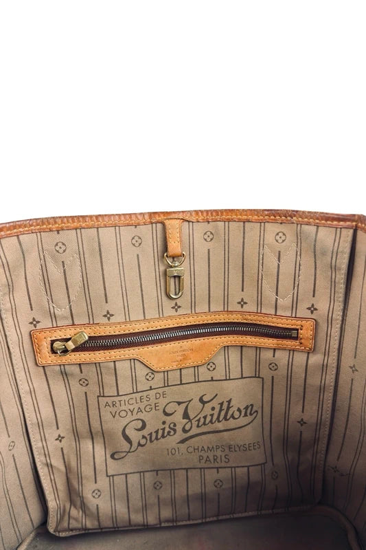 Louis Vuitton Brown Neverfull MM Signature Canvas & Leather Tote Shoulder Bag