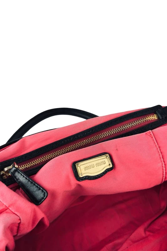 Miu Miu Mirtillo Nappa Leather Black Distressed Charm Shoulder Bag