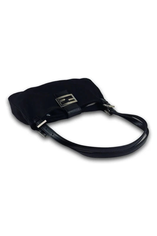 Fendi Black Mamma Baguette Double Strap Shoulder Bag