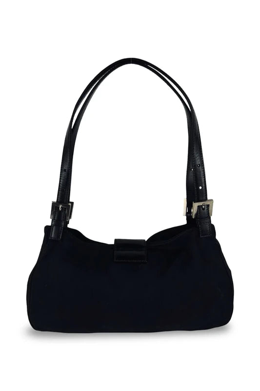 Fendi Black Mamma Baguette Double Strap Shoulder Bag