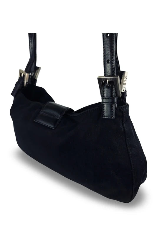 Fendi Black Mamma Baguette Double Strap Shoulder Bag
