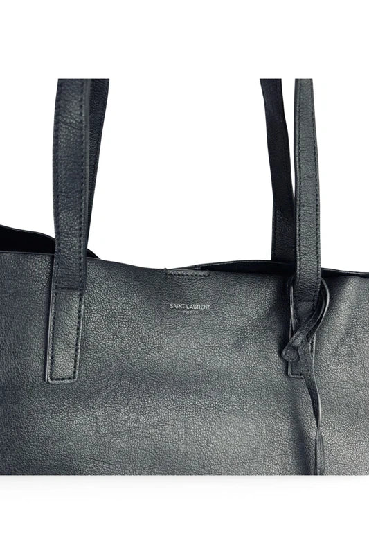 Yves Saint Laurent Fringe Black Leather East West Tote Shoulder Bag