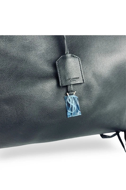 Yves Saint Laurent Fringe Black Leather East West Tote Shoulder Bag