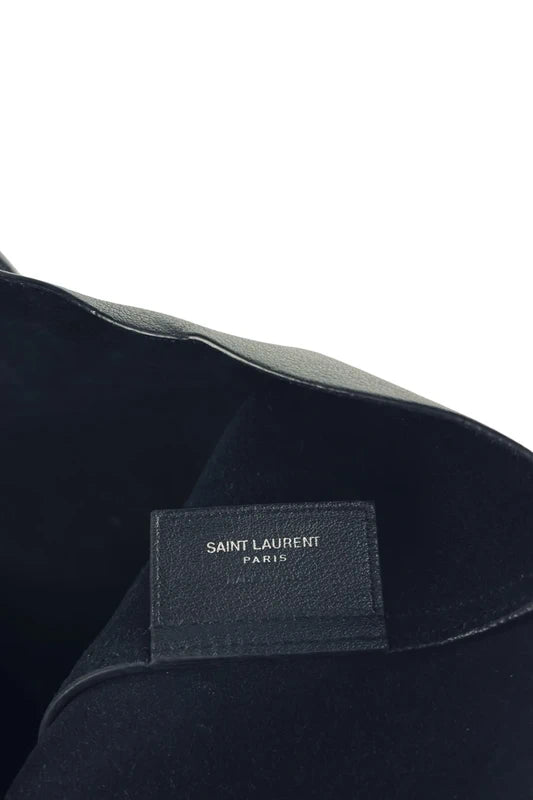 Yves Saint Laurent Fringe Black Leather East West Tote Shoulder Bag