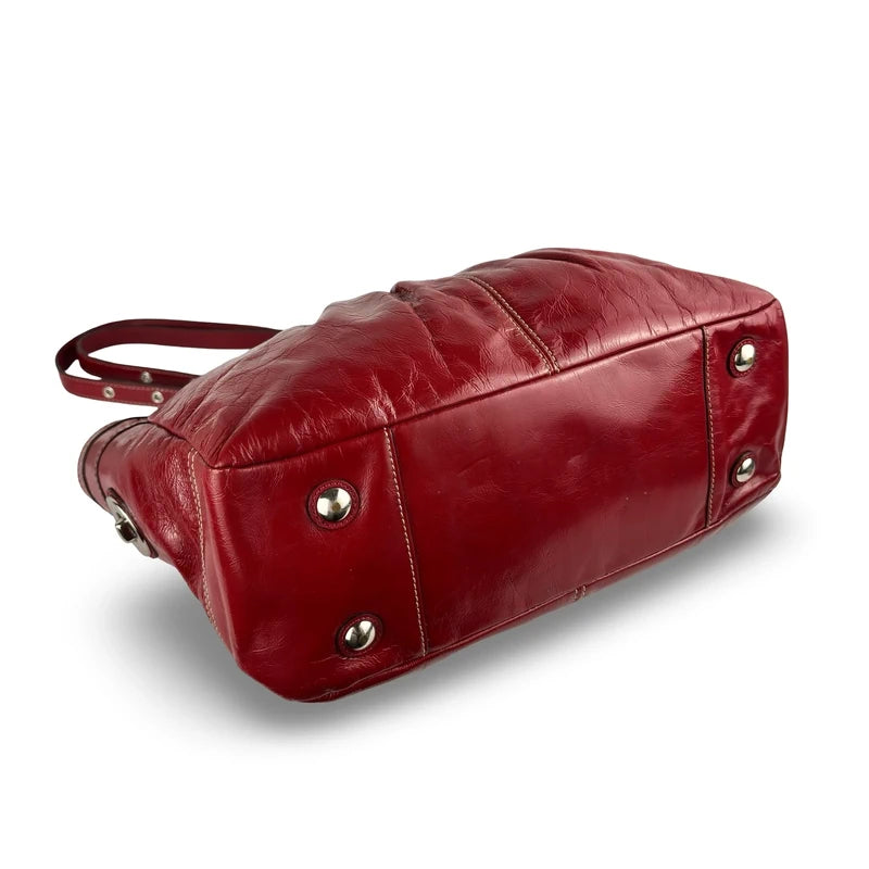 Coach Rare Red Vintage Gallery 2009 Patent Leather Tote Shoulder Bag & Scarf