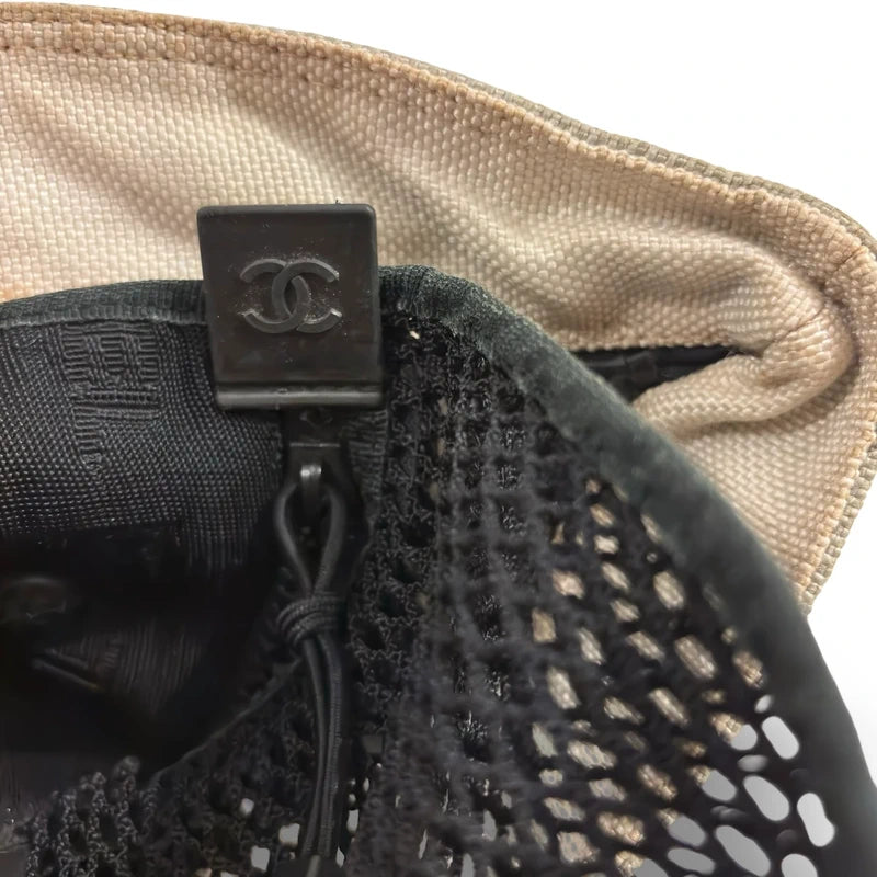 Chanel Rare 2003 Sports Line Vintage Canvas & Mesh Grey & Black CC Tote Shoulder Bag