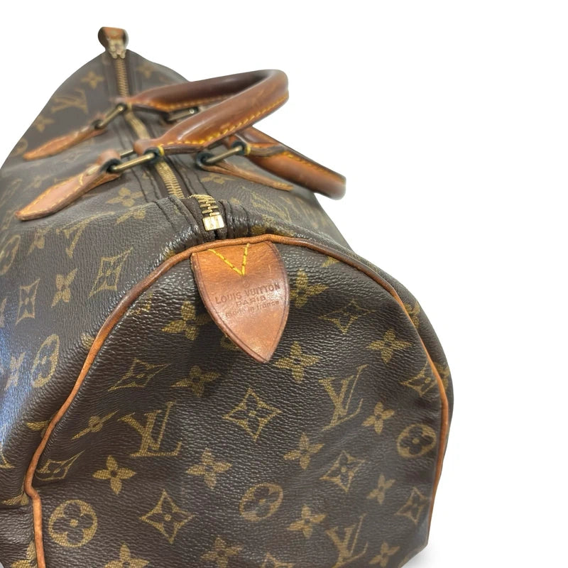 Louis Vuitton Speedy 40 Brown Coated Canvas & Leather Monogram Vintage Handbag
