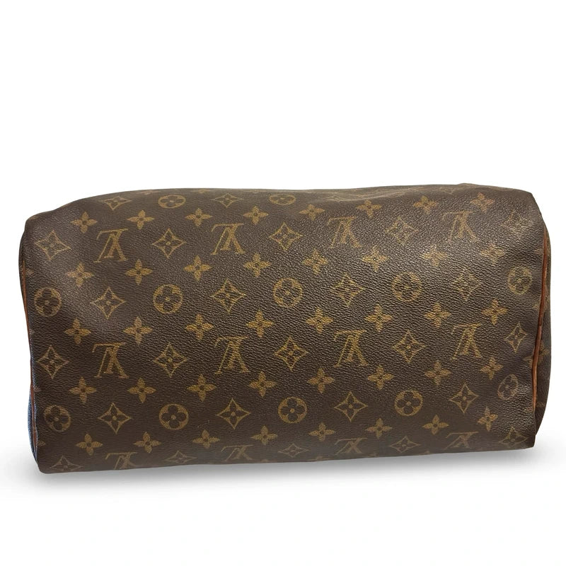 Louis Vuitton Speedy 40 Brown Coated Canvas & Leather Monogram Vintage Handbag