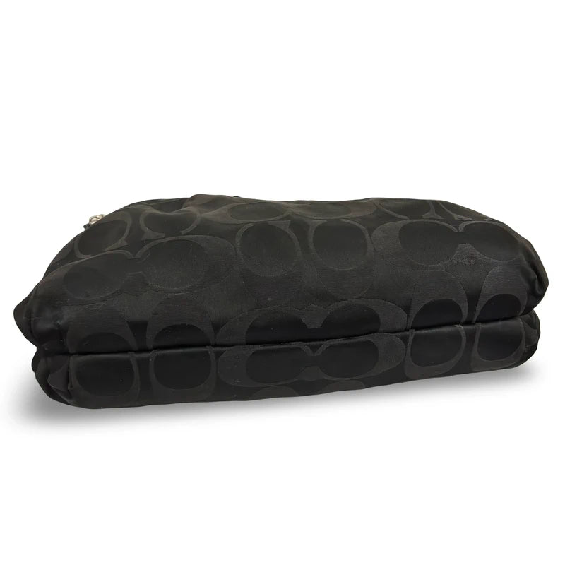 Coach Black ‘Poppy Daisy’ Signature Canvas & Patent Leather Large Vintage Shoulder Bag